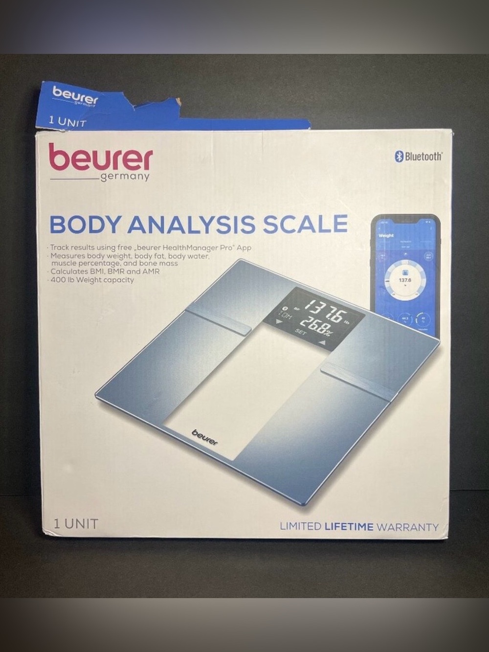 Beurer Germany #BF 720 Smart Body Analysis Bluetooth Glass Scale 400lb Capacity